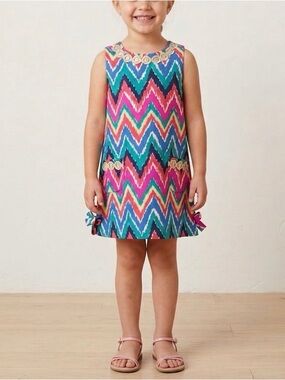 Lilly Pulitzer Girls Multi Hearts A Flutter Chevron Shift Dress